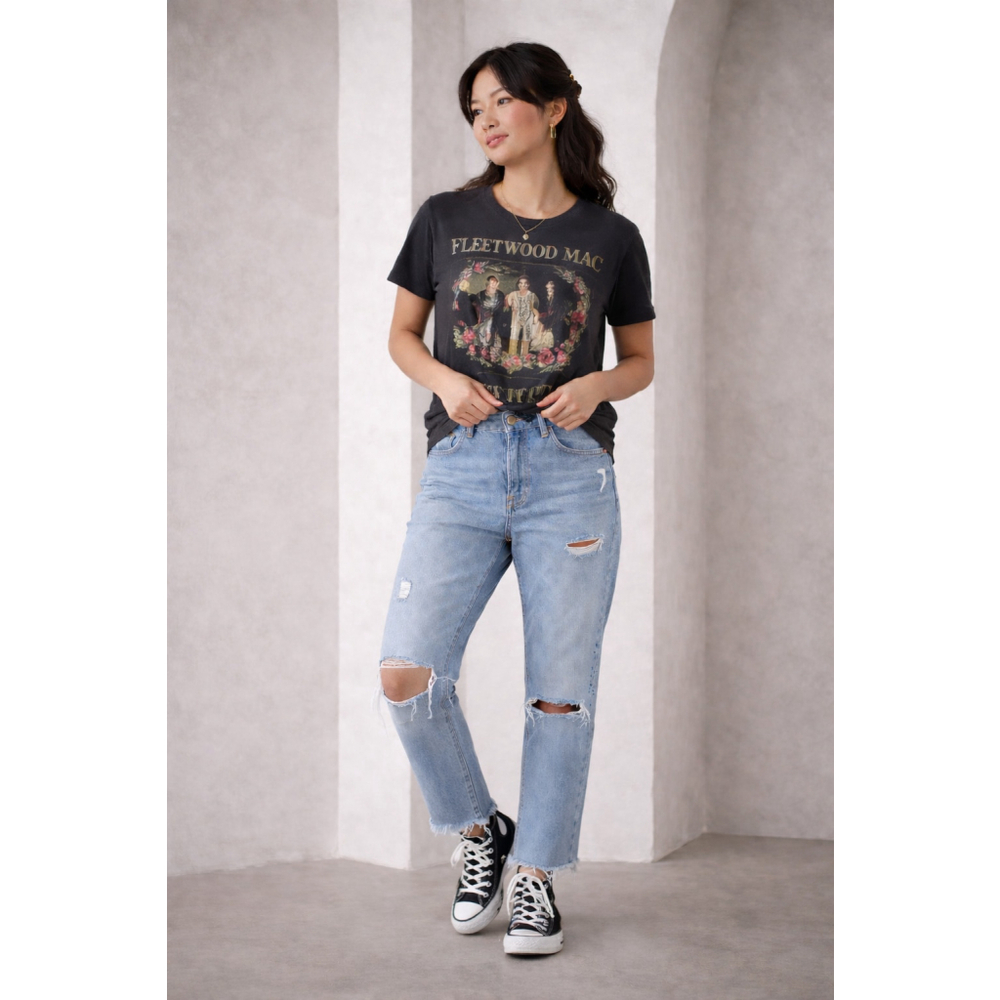 Vervet Size 31 High Rise Distressed Straight Leg Raw Hem Blue Denim Jeans - Picture 2 of 11